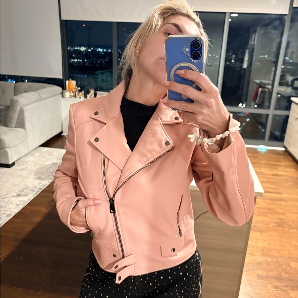 Pinko Blush Leather Jacket